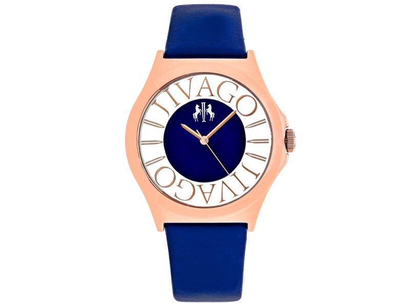 Jivago Womens Fun: Jivago Womens Fun Stainless steel case, Satin leather strap, Blue dial, Swiss parts quartz movement, Scratch resistant Mineral, Water resistant up to 3 ATM - 30 meters - 100 feet SKU no: RBJ JV8435-39