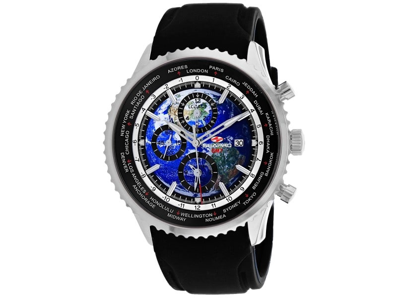 Seapro Mens Meridian World Timer GMT: Seapro Mens Meridian World Timer GMT Stainless steel case, Ruuber strap, Blue dial, Quartz movement, Scratch resistant mineral, Water resistant up to 10 ATM - 100 meters - 330 feet SKU no: RBJ SP7520-