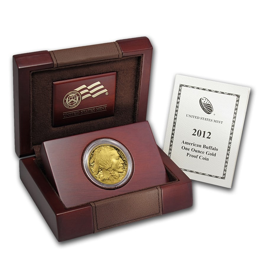 2012-W 1 oz Proof Gold Buffalo (w/Box & COA): 2012-W 1 oz Proof Gold Buffalo (w/Box & COA) SKU no: RBJ 66872 Year: 2012 Grade: Proof Grade Service: None Denomination: $50 Mint Mark: W - West Point Metal Content: 1 troy oz Pu