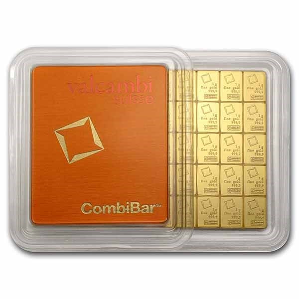 50 x 1 gram Gold Valcambi CombiBar (In Assay): 50 x 1 gram Gold Valcambi CombiBar (In Assay) SKU no: RBJ 74946 Year: Random Grade: None Grade Service: Assay Card Mint Mark: N/A - Not Available Metal Content: 1.6075 troy oz Purity: .99