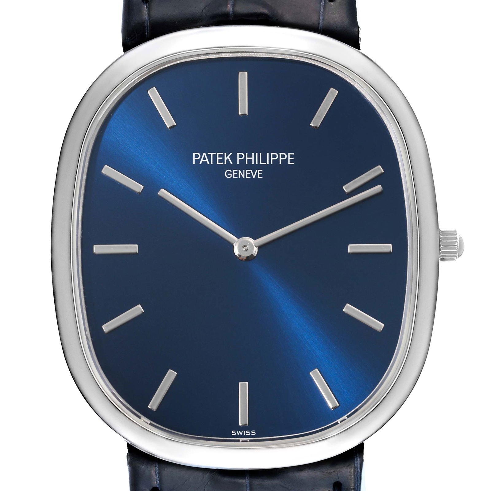 Patek Philippe Golden Ellipse Grande: Patek Philippe Golden Ellipse Grande SKU no: RBJ51454 Brand: Patek Philippe Model Name: Patek Philippe Golden Ellipse Grande Taille Platinum Blue Dial Watch 5738 Model Number: 5738P-001 Serial Number: