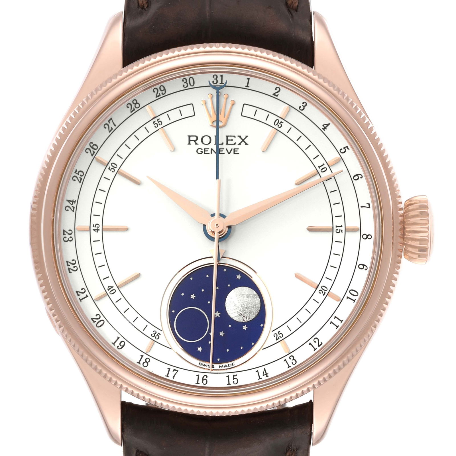 Rolex Cellini Moonphase White Dial: Rolex Cellini Moonphase White Dial Rose Gold Mens Watch 50535 Box Card Description: SKU no. RBJ57665 Brand: Rolex Model Name: Rolex Cellini Moonphase White Dial Rose Gold Mens Watch 50535 Box Card