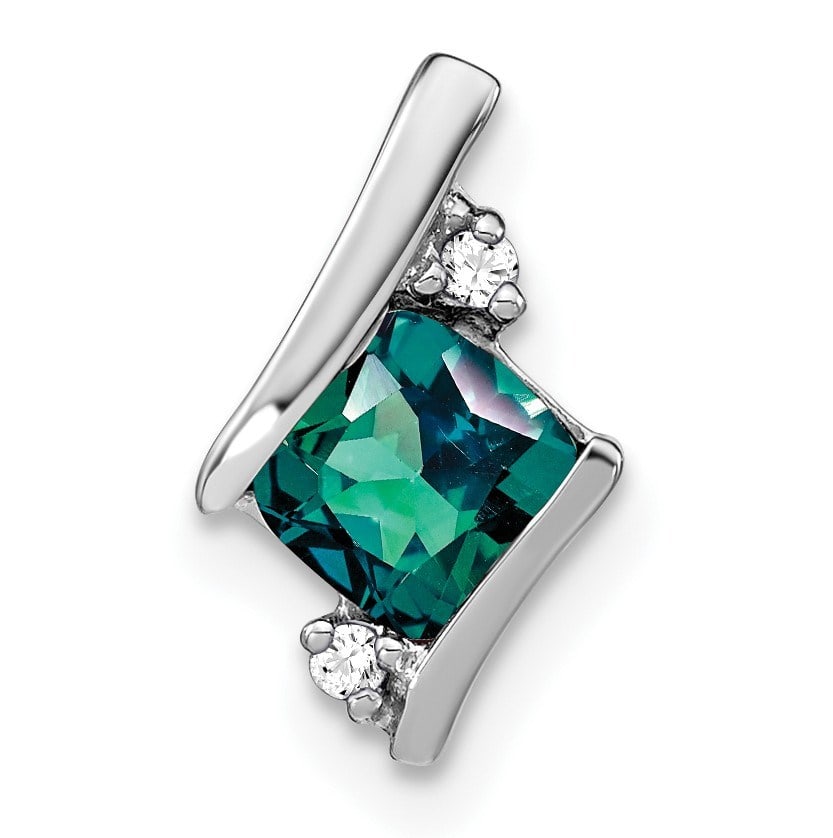 14K White Gold Alexandrite and Diamond Chain: 14K White Gold Alexandrite and Diamond Chain SKU no: RBJ266694 Metal: Gold Purity: 14K Finish: Polished Length Of Item: 10 mm Stone Color: Blue Stone Type 2: Diamond Charm Elemen
