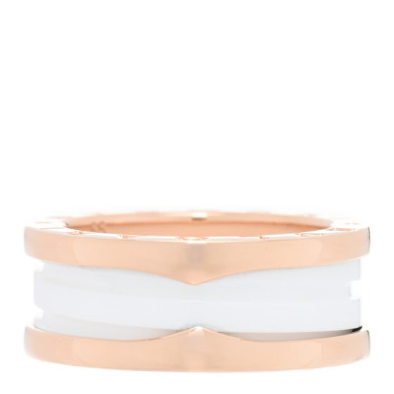 Bulgari 18K Rose Gold White Ceramic B.Zero1 Two-Band Ring 55 7.25: Bulgari 18K Rose Gold White Ceramic B.Zero1 Two-Band Ring 55 7.25 SKU no: RBJ1391079 Brand: BULGARI Condition: Very Good Condition Details: Hardware: Scratch(es) Size: 7.25 US Size: 55 EU