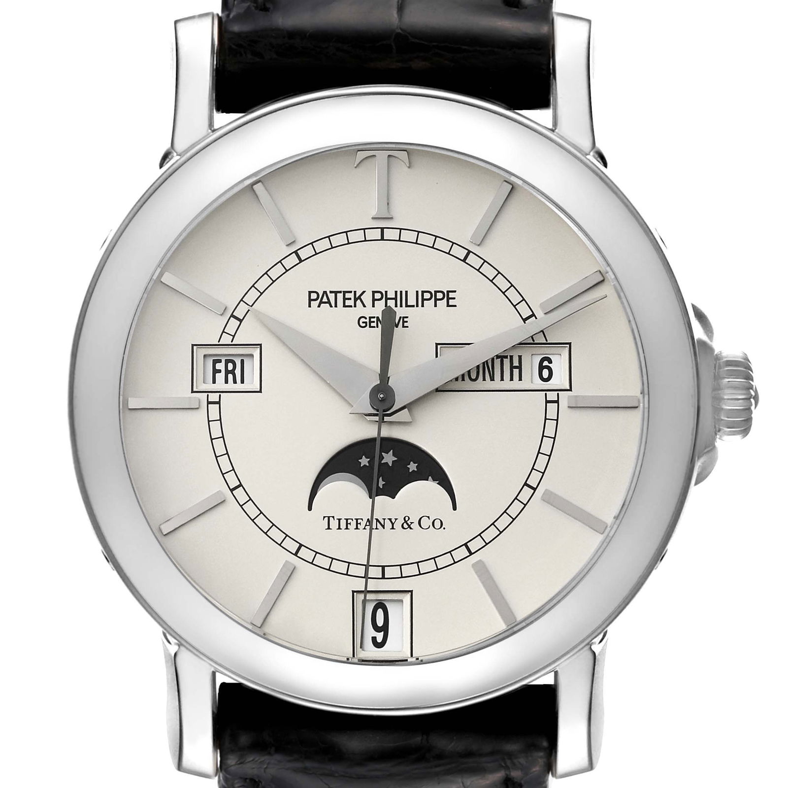 Patek Philippe Annual Calendar Tiffany: Patek Philippe Annual Calendar Tiffany SKU no: RBJ53038 Brand: Patek Philippe Model Name: Patek Philippe Annual Calendar Tiffany Limited Edition White Gold Watch 5150 Box Papers Model Number: 5150G Se