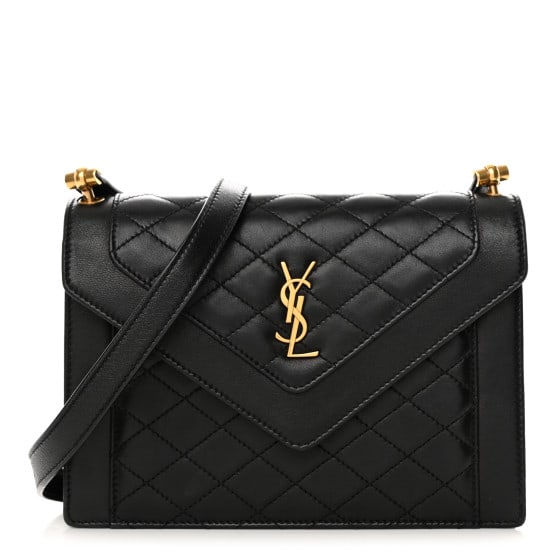 Saint Laurent Lambskin Quilted Mini Gaby Satchel Black: Saint Laurent Lambskin Quilted Mini Gaby Satchel Black SKU no: RBJ1371157 Brand: SAINT LAURENT Condition: Very Good Condition Details: Exterior: Corner wear, creases, edge wear, imprints, faint scuffs