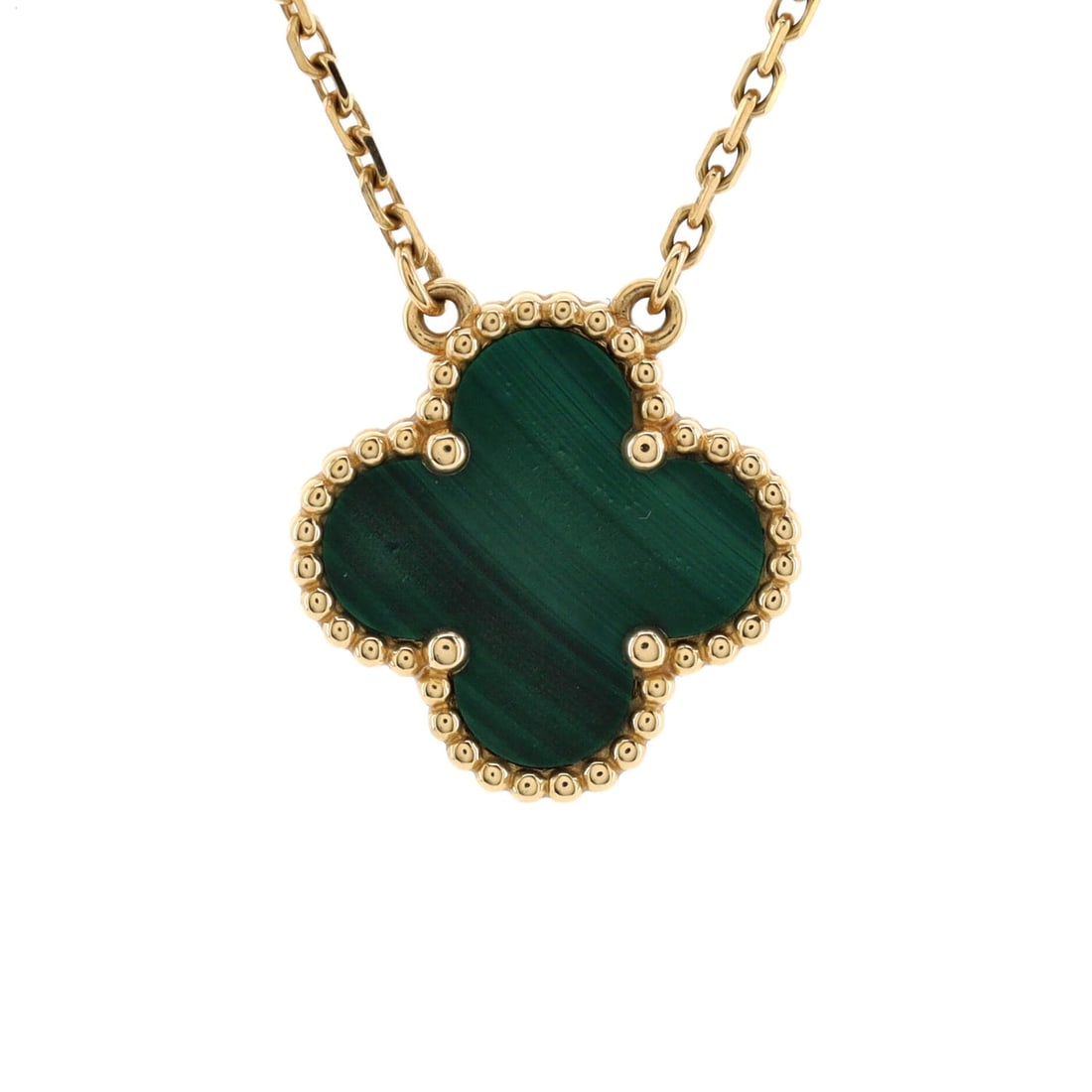 Van Cleef & Arpels Vintage: Van Cleef & Arpels Vintage Alhambra Pendant Necklace 18K Yellow Gold and Malachite Metal Type: 18K Yellow Gold Metal Finish: High Polish Hallmarks Type: 750, Designer Signature, French Eagle?s Head, F