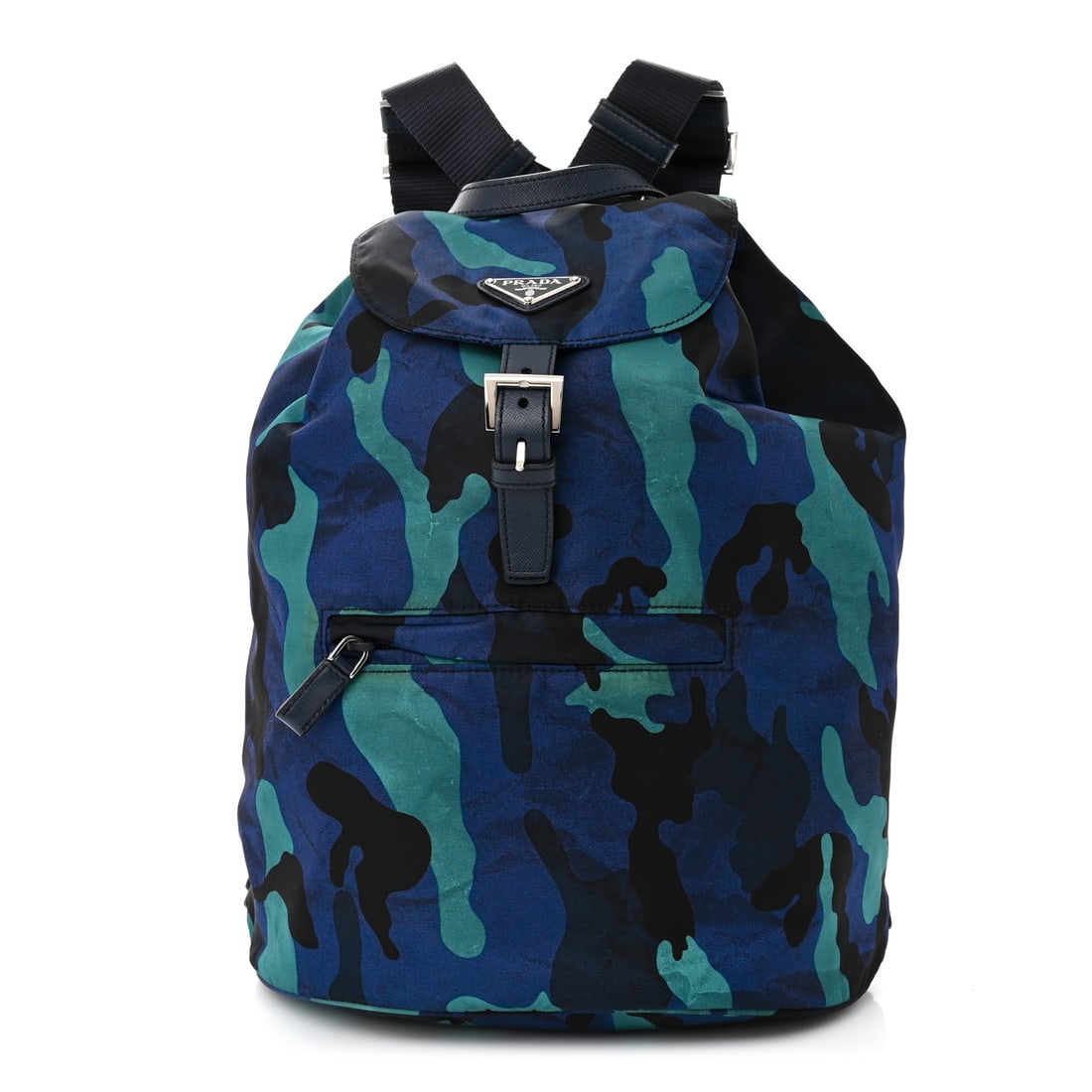 Prada Tessuto Nylon Camouflage Print: Prada Tessuto Nylon Camouflage Print Backpack Royal SKU no: RBJ1300530 Brand: PRADA Condition: Very Good Condition Details: Exterior: Creases, scuffs, faded area(s), marks, surface wear, Handle: Surfa