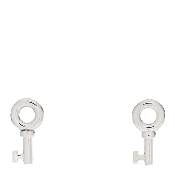 Tiffany Sterling Silver Key Earrings: Tiffany Sterling Silver Key Earrings SKU no: RBJ1406042 Brand: TIFFANY Condition: Very Good Condition Details: Other: Bent post(s), Hardware: Faint scratch(es) Length: 11 mm Width: 5 mm ,