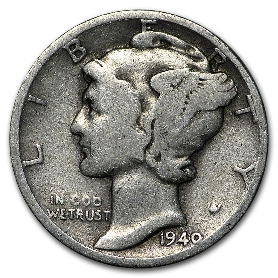 1940-D Mercury Dime Good/VF: 1940-D Mercury Dime Good/VF SKU no: RBJ170129 Year: 1940 Grade: Good or Better Grade Service: None Denomination: $0.10 Mint Mark: D - Denver Metal Content: 0.0715 troy oz Puri
