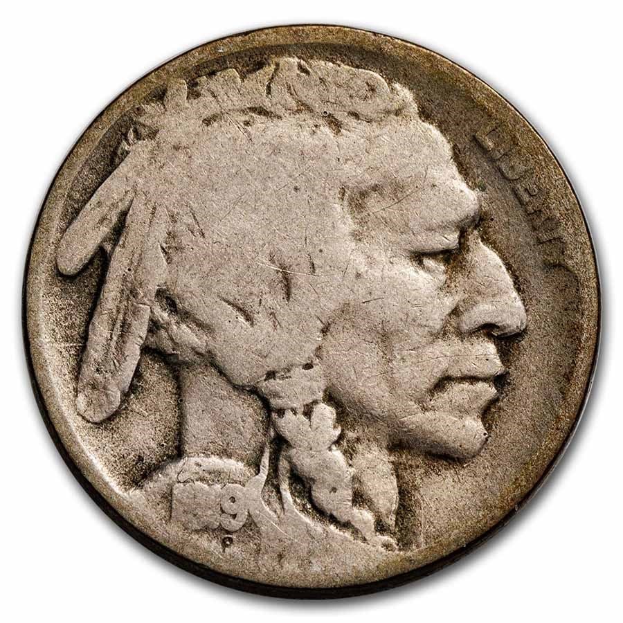1919-D Buffalo Nickel Good: 1919-D Buffalo Nickel Good SKU no: RBJ7949 Year: 1919 Grade: Good Grade Service: None Denomination: $0.05 Mint Mark: D - Denver Metal Content: 0 troy oz Purity: N/A T