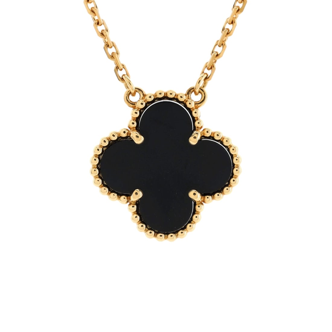 Van Cleef & Arpels Vintage: Van Cleef & Arpels Vintage Alhambra Pendant Necklace 18K Yellow Gold and Onyx Metal Type: 18K Yellow Gold Metal Finish: High Polish Hallmarks Type: 750, Designer Signature, French Eagle?s Head, Makers