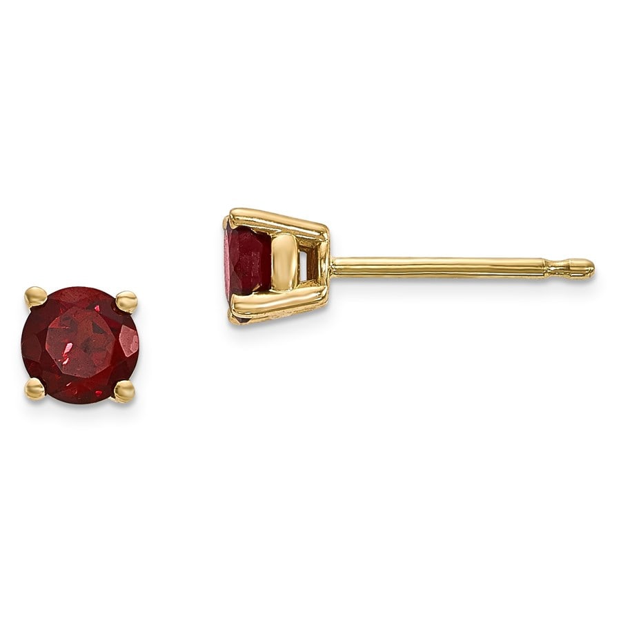 14k 4 mm Garnet Earrings: 14k 4 mm Garnet Earrings SKU no: RBJ166376 Metal: Gold Purity: 14k Length Of Item: 4 mm Stone Type: Garnet Stone Color: Red Earring Closure: Post & Push Back Earring Type: Stud