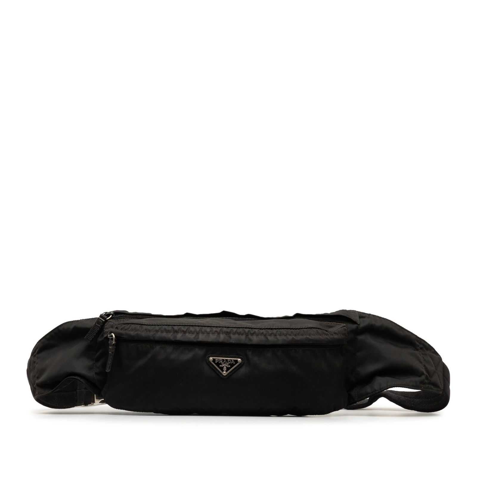 Prada Tessuto Belt Bag: Prada Tessuto Belt Bag Condition Quality: Exterior Front stained with Other. Exterior Back stained with Other. Exterior Bottom stained with Other. Exterior Handle Worn. Exterior Pocket stained with Ot