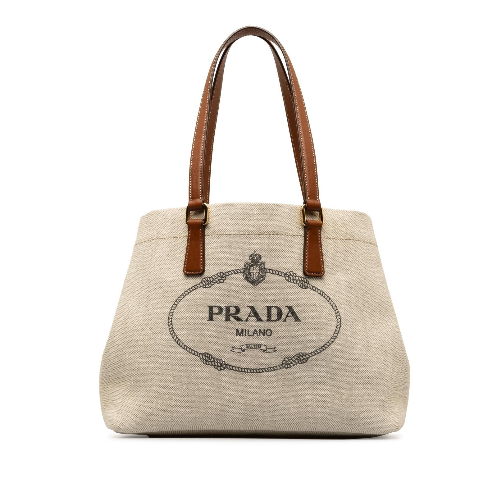 Prada Canapa Logo Tote Bag: Prada Canapa Logo Tote Bag Condition Quality: Exterior Front Worn. Exterior Bottom stained with Other. Exterior Handle Cracked, Worn. Practical Attachment Scratched. Zipper Scratched. Width (at base):