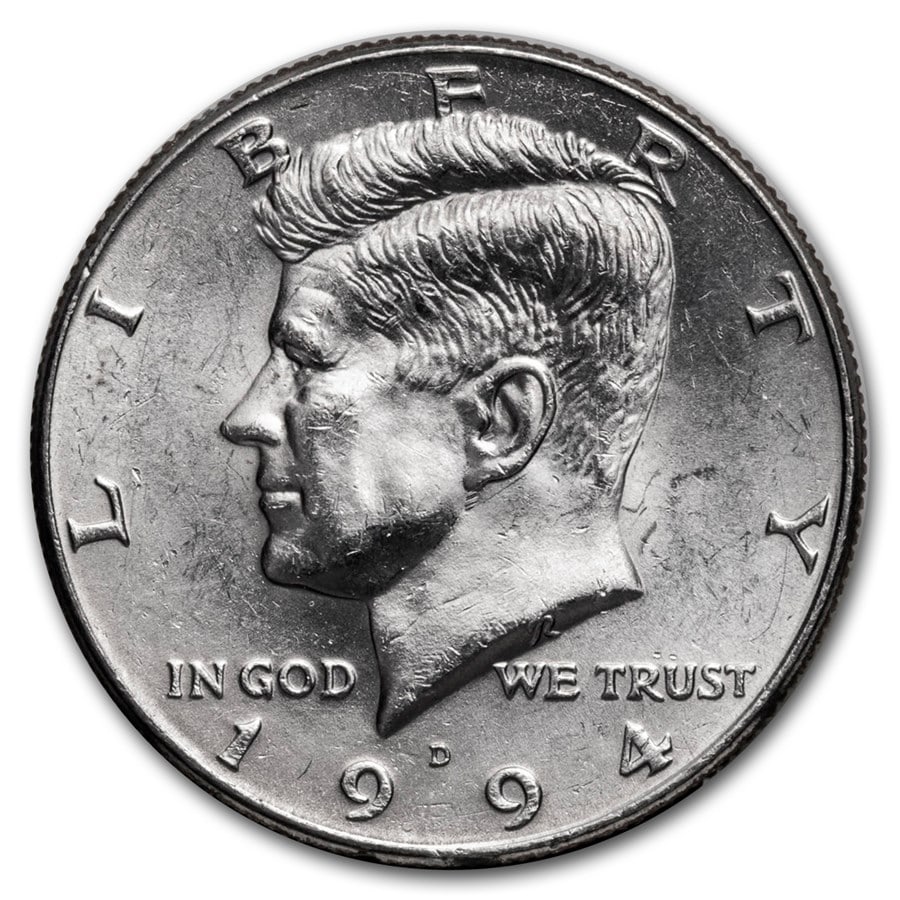 1994-D Kennedy Half Dollar BU: 1994-D Kennedy Half Dollar BU SKU no: RBJ6060 Year: 1994 Grade: Brilliant Unc Grade Service: None Denomination: 50 Cents Mint Mark: D - Denver Metal Content: 0 troy oz Purity: N/