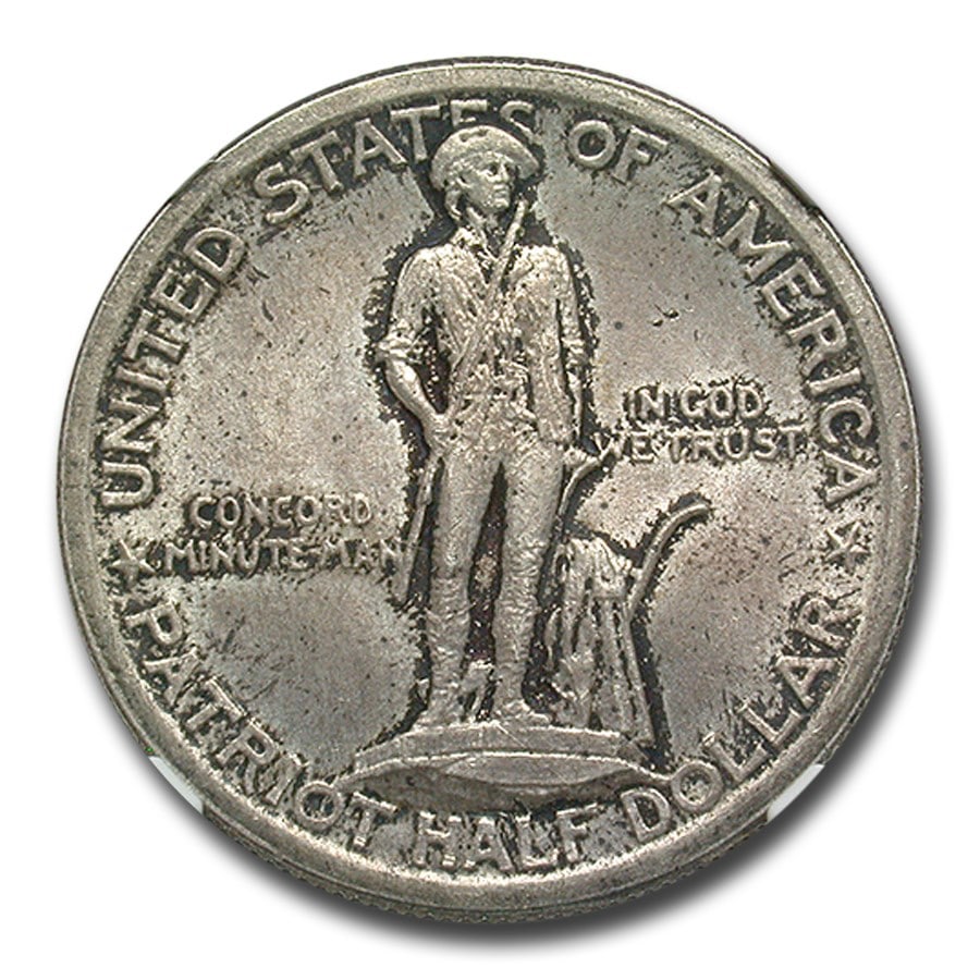 1925 Lexington Concord Sesquicentennial Half Dollar MS-64 NGC: 1925 Lexington Concord Sesquicentennial Half Dollar MS-64 NGC SKU no: RBJ190005 Year: 1925 Grade Service: NGC Denomination: $0.50 Metal Content: 0.3617 troy oz Purity: .900 Thickness: 2.1