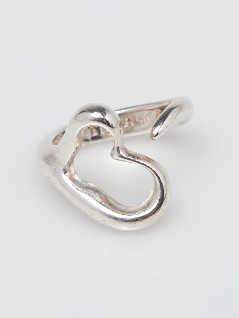 Tiffany & Co. Sterling Silver Elsa Peretti Open Heart Ring Size 4: Tiffany & Co. Sterling Silver Elsa Peretti Open Heart Ring Size 4 SKU no: RBJ422719 Overall Condition: Gently used Designer: Tiffany & Co. Material: Sterling Silver Size: 4 Includes: None