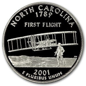 2001-S North Carolina State Quarter Gem Proof: 2001-S North Carolina State Quarter Gem Proof SKU no: RBJ47069 Year: 2001 Grade: Gem Proof Grade Service: None Denomination: 25 Cents Mint Mark: S - San Francisco Metal Content: 0 troy oz