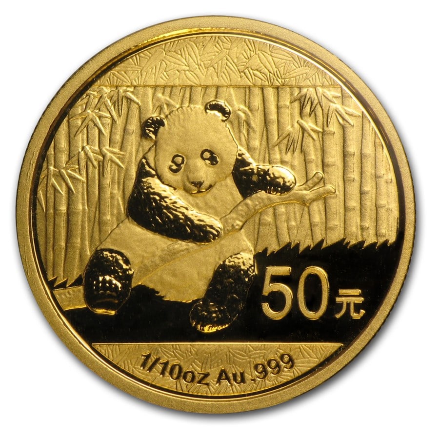 2014 China 1/10 oz Gold Panda BU (Sealed): 2014 China 1/10 oz Gold Panda BU (Sealed) SKU no: RBJ79056 Year: 2014 Grade: Brilliant Unc Grade Service: None Denomination: 50 Yuan Mint Mark: Not Shown Metal Content: 0.1 troy oz