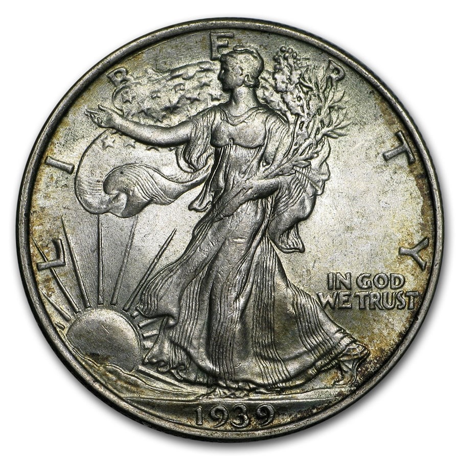 1939 Walking Liberty Half Dollar BU: 1939 Walking Liberty Half Dollar BU SKU no: RBJ2562 Year: 1939 Grade: Brilliant Unc Grade Service: None Denomination: 50 Cents Mint Mark: P - Philadelphia (Not Shown) Metal Content: 0.357