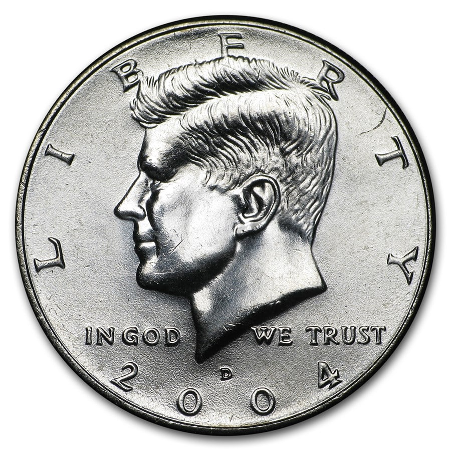 2004-D Kennedy Half Dollar BU: 2004-D Kennedy Half Dollar BU SKU no: RBJ6080 Year: 2004 Grade: Brilliant Unc Grade Service: None Denomination: 50 Cents Mint Mark: D - Denver Metal Content: 0 troy oz Purity: N/