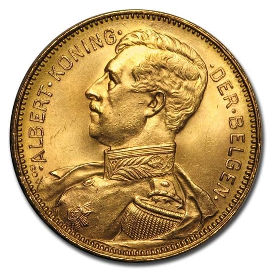 1914 Belgium Gold 20 Francs Albert I BU: 1914 Belgium Gold 20 Francs Albert I BU SKU no: RBJ193866 Year: 1914 Grade: Brilliant Unc Grade Service: None Denomination: 20 Francs Mint Mark: Not Shown Metal Content: 0.1867 troy oz