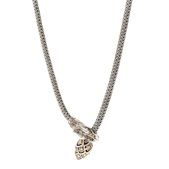 John Hardy Sterling Silver 18K Yellow Gold Legends Naga Dragon Lariat Necklace: John Hardy Sterling Silver 18K Yellow Gold Legends Naga Dragon Lariat Necklace This is an authentic JOHN HARDY Sterling Silver 18K Yellow Gold Legends Naga Dragon Lariat Necklace. The necklace is craf