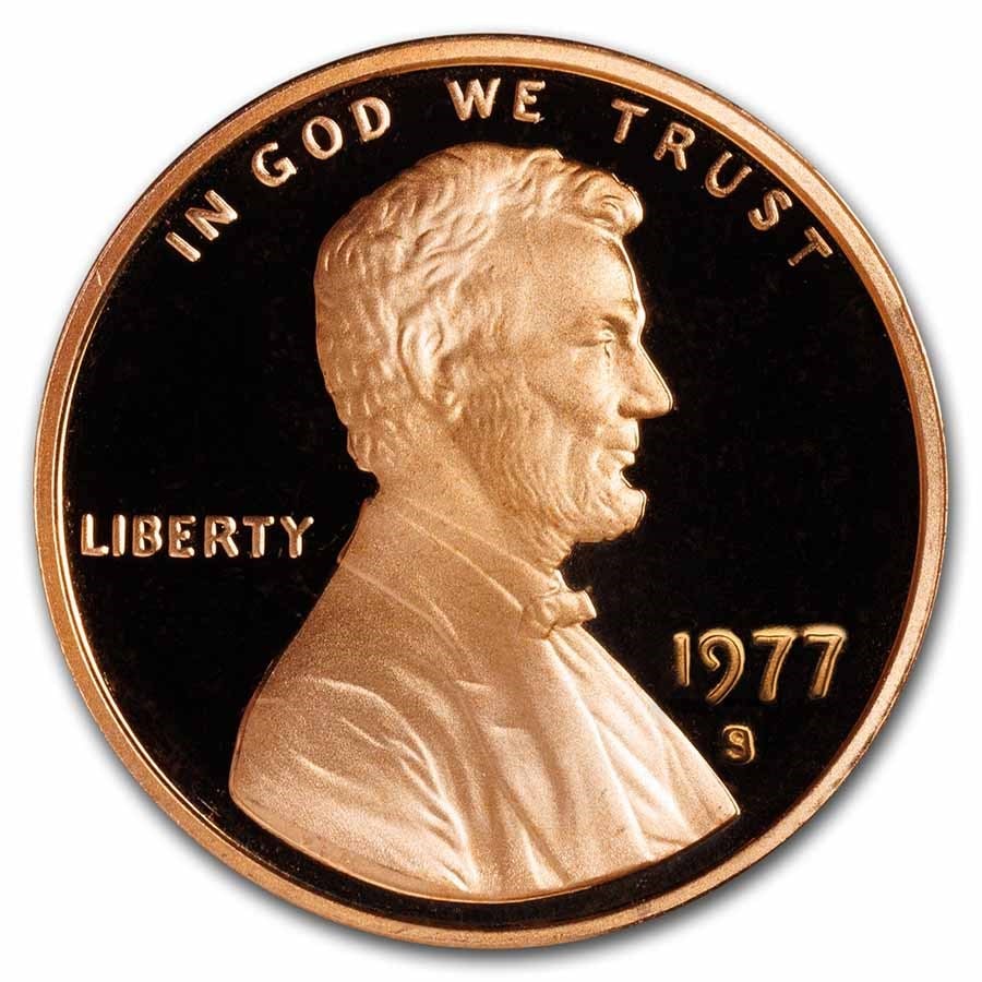 1977-S Lincoln Cent Gem Proof (Red): 1977-S Lincoln Cent Gem Proof (Red) SKU no: RBJ6850 Year: 1977 Grade: Gem Proof Grade Service: None Denomination: $0.01 Mint Mark: S - San Francisco Metal Content: 0 troy oz Puri