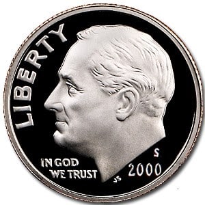 2000-S Roosevelt Dime Gem Proof: 2000-S Roosevelt Dime Gem Proof SKU no: RBJ8710 Year: 2000 Grade: Gem Proof Grade Service: None Denomination: 10 Cents Mint Mark: S - San Francisco Metal Content: 0 troy oz Purit
