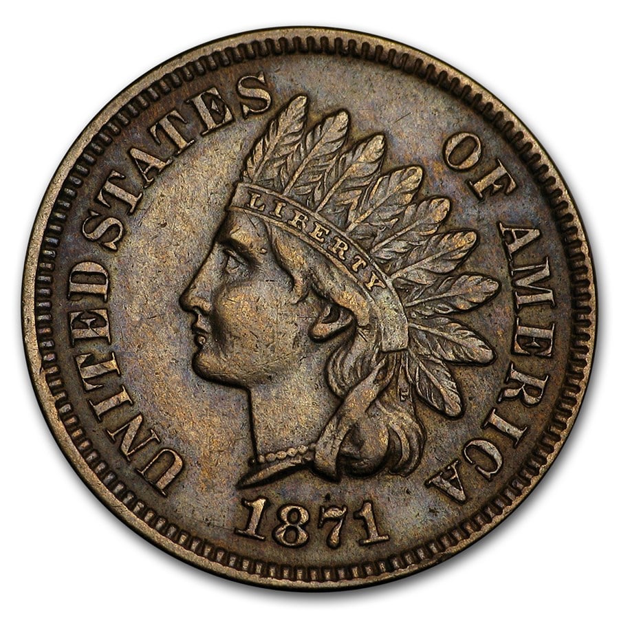 1871 Indian Head Cent XF: 1871 Indian Head Cent XF SKU no: RBJ40148 Year: 1871 Grade: Extra Fine Grade Service: None Denomination: 1 Cent Mint Mark: P - Philadelphia (Not Shown) Metal Content: 0 troy oz P