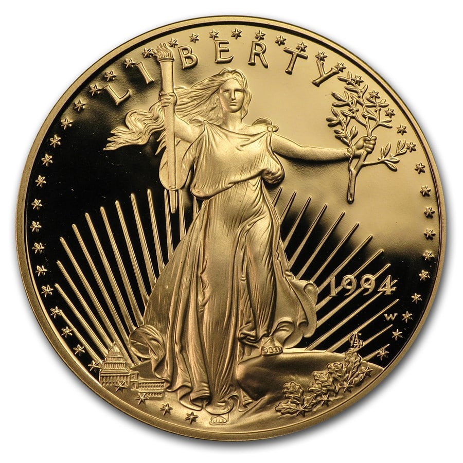 1 oz Proof American Gold Eagle: 1 oz Proof American Gold Eagle (Random, Capsule Only) SKU no: RBJ32756 Year: Varies Grade: Proof Grade Service: None Denomination: $50 Mint Mark: W - West Point Metal Content: 1 troy oz <