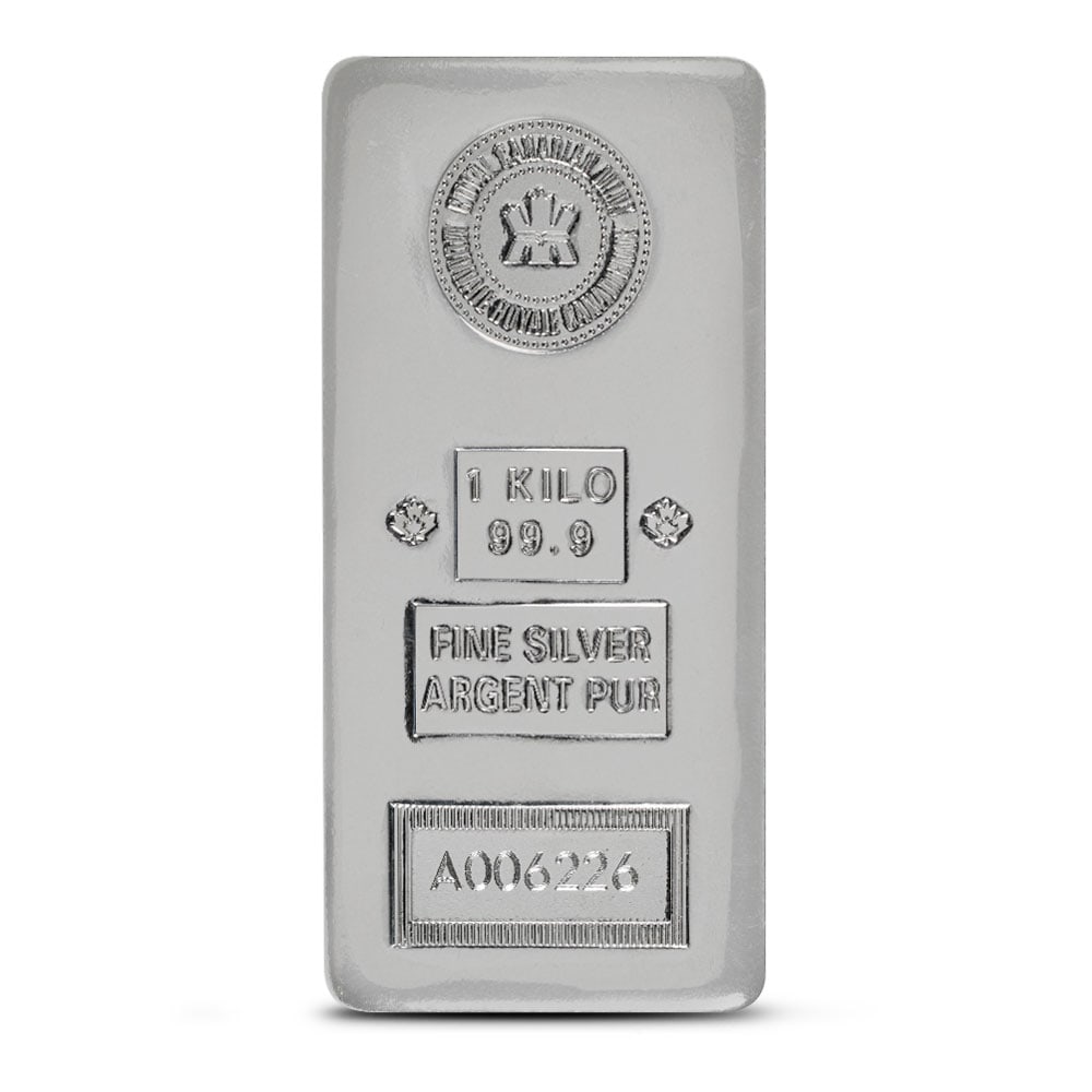 1 Kilo (RCM) Royal Canadian Mint: 1 Kilo (RCM) Royal Canadian Mint Silver Bar (New) SKU no: RBJ2862217 Mint Mark: Not Shown Purity: .999 Manufacturer: Royal Canadian Mint Thickness: 22 mm Diameter: 49 mm x 108 mm Conditio