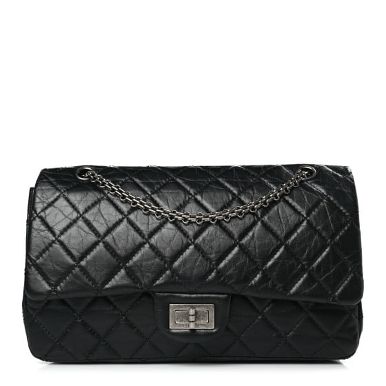 Chanel Aged Calfskin Quilted 2.55: Chanel Aged Calfskin Quilted 2.55 Reissue 227 Flap Black SKU no: RBJ1339614 Brand: CHANEL Condition: Very Good Condition Details: Exterior: Creases, bowed base, Interior: Scuffs, surface wear, marks,