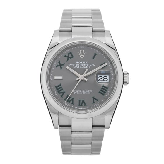 Rolex Stainless Steel 36mm Oyster: Rolex Stainless Steel 36mm Oyster Perpetual Wimbledon Datejust Watch Slate 126200 SKU no: RBJ1369624 Brand: ROLEX Condition: Very Good Condition Details: Hardware: Scratch(es) Circumference: 7 in