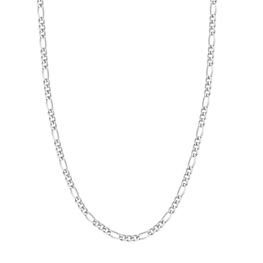 14K White Gold 4.75 mm Figaro: 14K White Gold 4.75 mm Figaro Chain w/ Lobster Clasp - 24 in. SKU no: RBJ240202 Metal: Gold Purity: 14K Finish: Polished Length Of Item: 24in Chain Type: Figaro Chain Width: 4.75mm