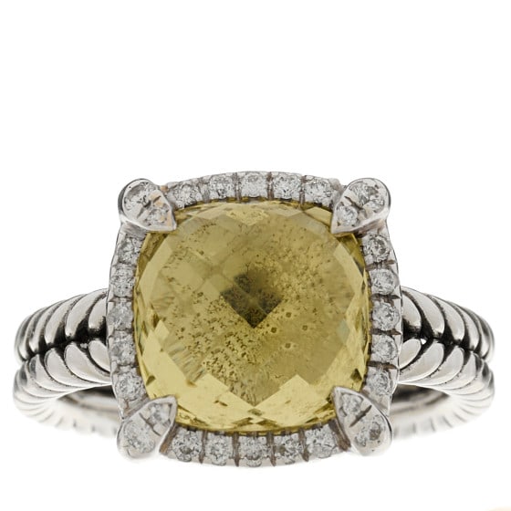 David Yurman Sterling Silver Diamond: David Yurman Sterling Silver Diamond Lemon Citrine 9mm Chatelaine Pave Bezel Ring 46 3.75 SKU no: RBJ1423947 Condition: Very Good Condition Details: Hardware: Scratch(es), Other: Wear to stone(s) Size