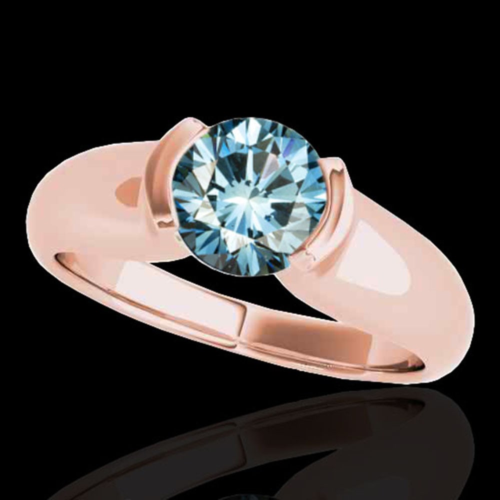 1 ctw SI Certified Fancy Blue Diamond Solitaire Ring 10k Rose Gold: 1 ctw SI Certified Fancy Blue Diamond Solitaire Ring 10k Rose Gold Item: Diamond Wedding RingTotal Gem weight: 1 carats Metal: Solid 10k Rose Gold Gold Product Weight: Approx. 5.2 grams Jewelry