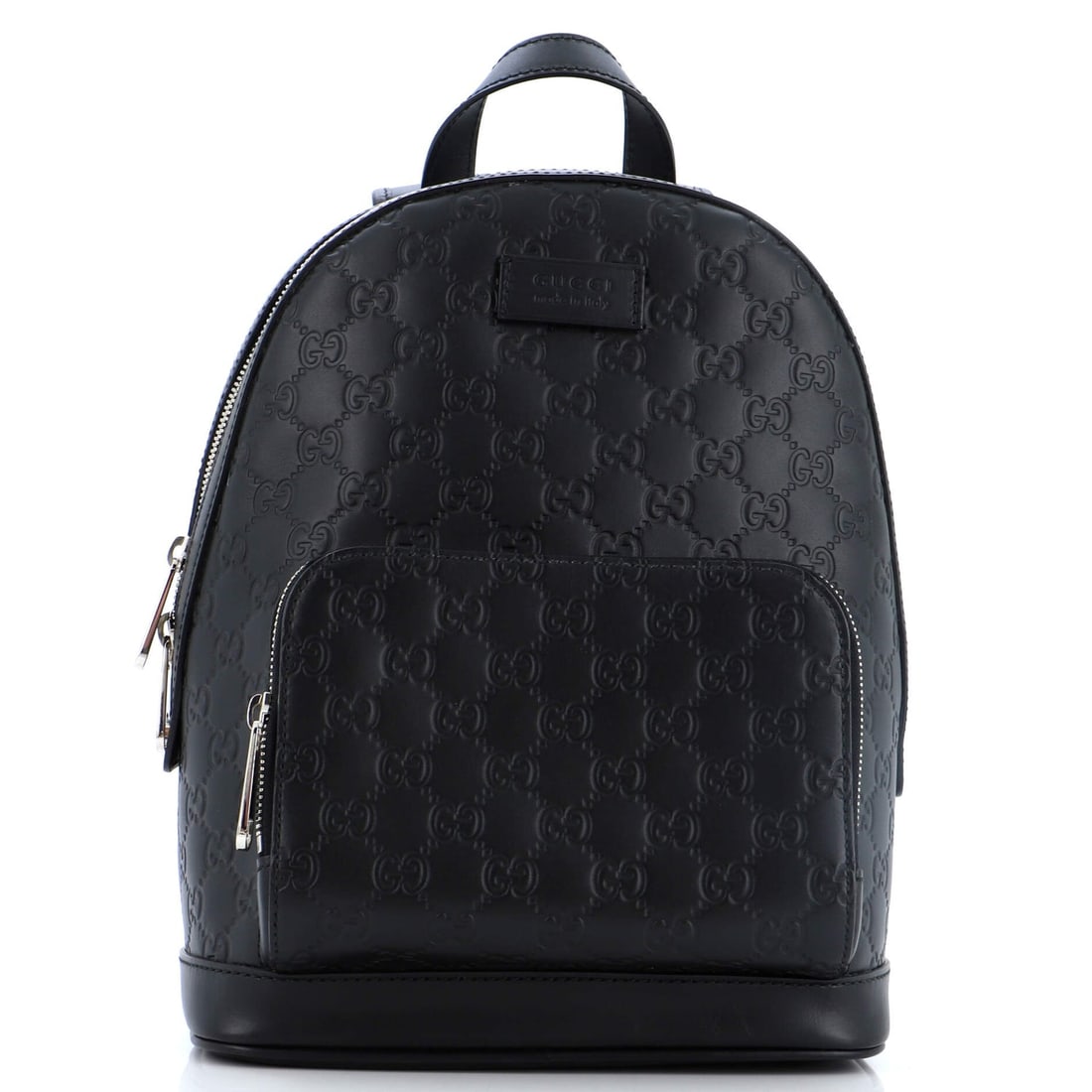 Gucci Signature Pocket Backpack Guccissima: Gucci Signature Pocket Backpack Guccissima Leather Small Exterior Color: Black Interior Color: Neutral Exterior Material: Leather Interior Material: Microfiber Hardware Color: Silver Accessories: