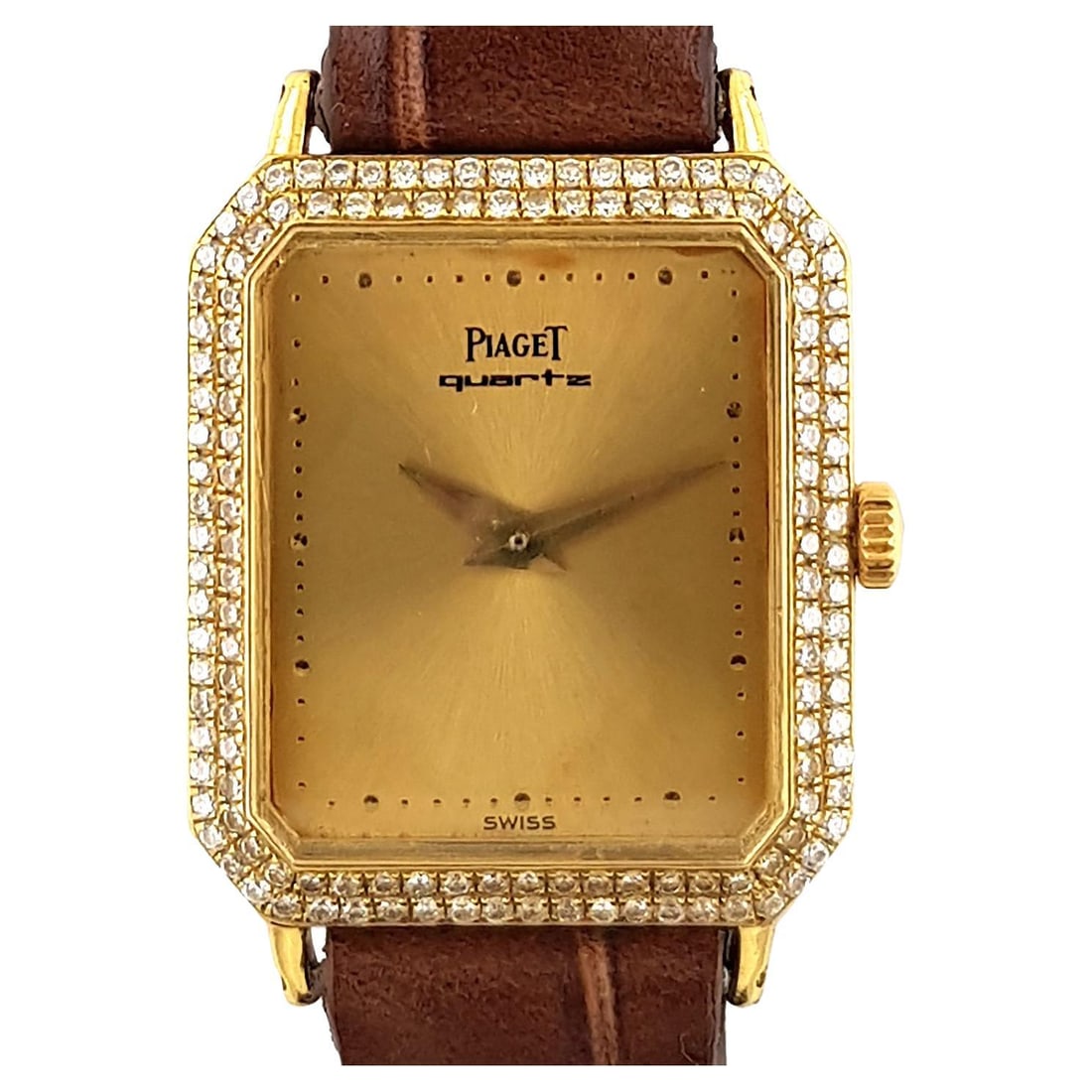 Piaget Classic Cocktail 18k 750: Piaget Classic Cocktail 18k 750 Factory Set Diamonds Solid Gold Watch Ref 8148 Brand: Piaget Case Material: Gold Stone: Diamond Stone Cut: Brilliant Cut Movement: Quartz Case Diions: Diameter: 0.7