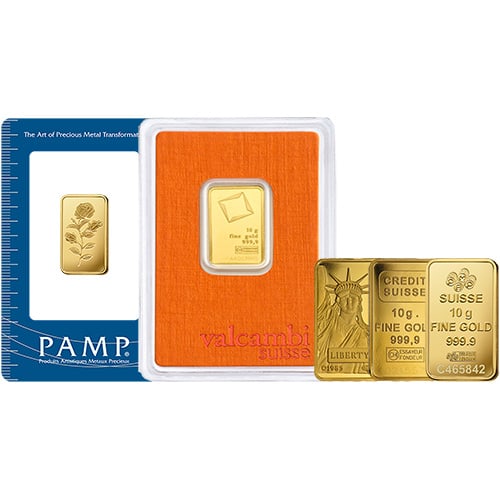 10 Gram Gold Bar (Varied: 10 Gram Gold Bar (Varied Condition, Any Mint) JMB ID: 1838181 Mint Mark: Not Shown Purity: .999 or .9999 Manufacturer: Varied Condition: Varied Edge Design: Smooth Series: 10 Gram Gold Ba