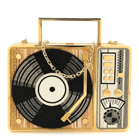 Judith Leiber Crystal Turntable Scratch: Judith Leiber Crystal Turntable Scratch Minaudiere Clutch Champagne SKU no: RBJ1430887 Condition: Very Good Condition Details: Hardware: Pitted, faint scratch(es), Interior: Imprints, Other: Missing c