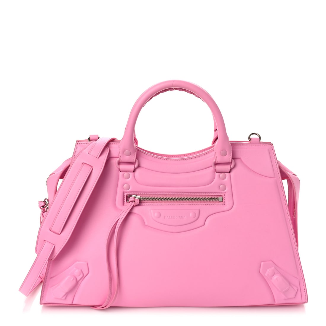 Balenciaga Cake Calfskin Neo Tonal: Balenciaga Cake Calfskin Neo Tonal Hardware City Rose Location: Pickup today in our NYC Flagship Brand: BALENCIAGA Condition: Excellent Condition Details: Exterior: Creases, marks, faint corner wear,