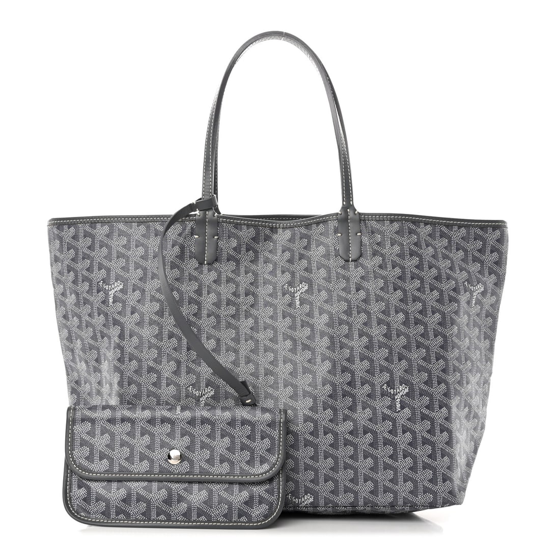 Goyard Goyardine Saint Louis PM: Goyard Goyardine Saint Louis PM Grey Item #: 1304621 Brand: GOYARD Condition: Excellent Condition Details: Handle: Creases, Interior: Marks, Exterior: Faint corner wear, Hardware: Faint scratch(es) Ye