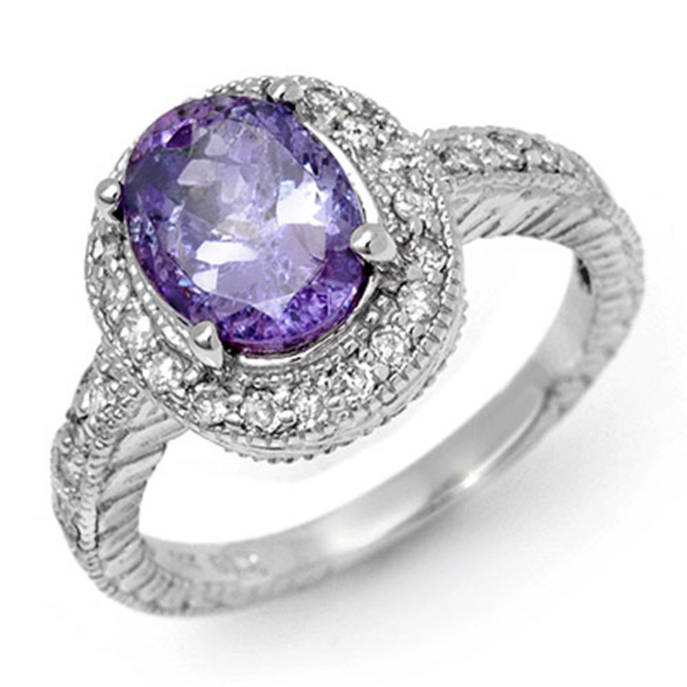 2.90 ctw Tanzanite & Diamond Ring 18k White Gold: 2.90 ctw Tanzanite & Diamond Ring 18k White Gold Item: Tanzanite Ring Total Gem weight: 2.9 carats Metal: Solid 18k White Gold Gold Product Weight: Approx. 6.3 grams Jewelry Note: Ring Size i