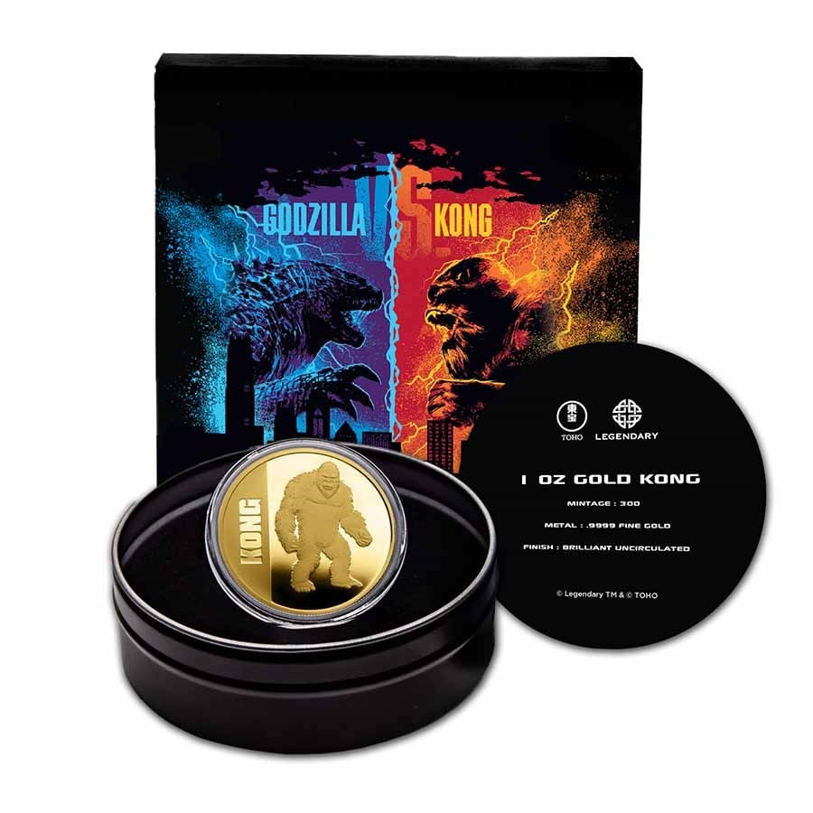 2021 Niue 1 oz Gold: 2021 Niue 1 oz Gold $250 Kong BU (w/Gift Tin & COA) SKU n: RBJ228773 Year: 2021 Grade: Unc./ Brilliant Unc Grade Service: None Denomination: $250.00 Mint Mark: Not Shown Metal Content: 1
