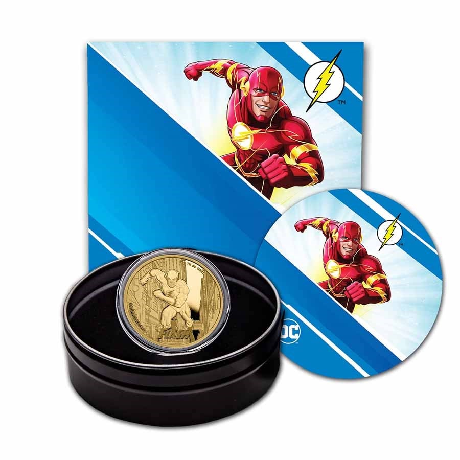 2023 Samoa 1 oz Gold: 2023 Samoa 1 oz Gold DC Comics Flash BU SKU n: RBJ263595 Year: 2023 Grade: Brilliant Unc Grade Service: None Denomination: 25 Dollars Mint Mark: Not Shown Metal Content: 1 troy oz