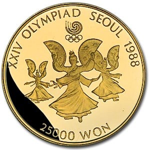 1987 South Korea Gold 25,000: 1987 South Korea Gold 25,000 Won Proof SKU n: RBJ30939 Year: 1987 Grade: Proof Grade Service: None Denomination: 25,000 Won Mint Mark: Not Shown Metal Content: 0.5 troy oz Purity