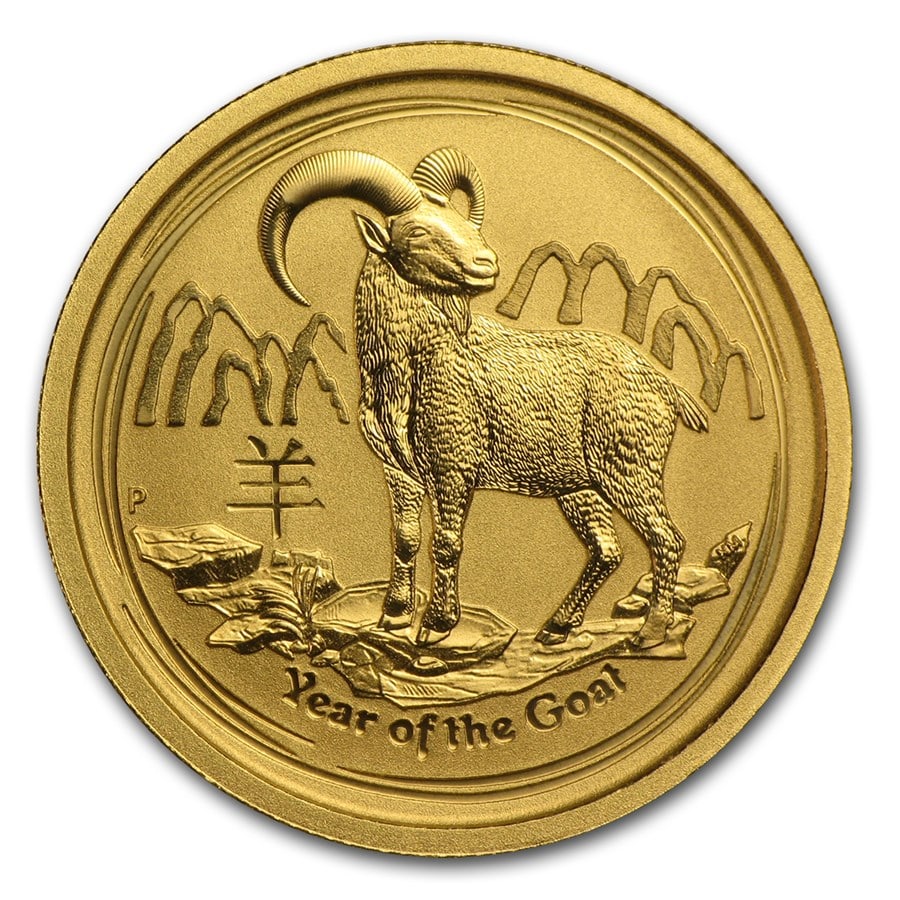 2015 Australia 1/4 oz Gold: 2015 Australia 1/4 oz Gold Lunar Goat BU SKU n: RBJ84438 Year: 2015 Grade: Brilliant Unc Grade Service: None Denomination: 25 Dollars Mint Mark: P - Perth Metal Content: 0.25 troy oz