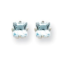 14k White Gold 6 mm: 14k White Gold 6 mm Aquamarine Stud Earrings SKU no: RBJ165851 Metal: Gold Purity: 14k Length Of Item: 6 mm Stone Type: Aquamarine Stone Color: Blue Earring Closure: Post & Push Back